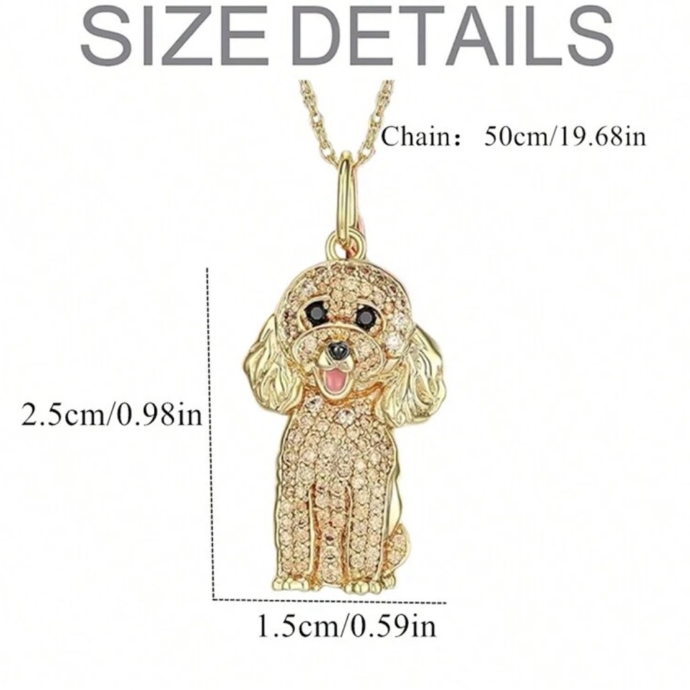 Poodle Rhinestone Necklace - Picture 3 of 3